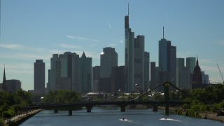 Link to Video | financial centre, Hesse, big city, Main, Frankfurt am Main, high-rise building, Bankenviertel, river, city, Frankfurt Rhine-Main Metropolitan Region
