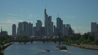 Link to Video | financial centre, Hesse, big city, Main, Frankfurt am Main, high-rise building, Bankenviertel, river, city, Frankfurt Rhine-Main Metropolitan Region