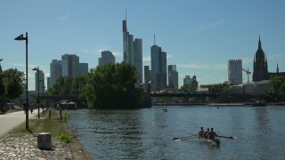 Link to Video | financial centre, Hesse, big city, Main, Frankfurt am Main, high-rise building, Bankenviertel, river, city, Frankfurt Rhine-Main Metropolitan Region