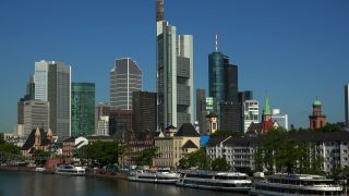 Link to Video | financial centre, Hesse, big city, Main, Frankfurt am Main, high-rise building, Bankenviertel, river, city, Frankfurt Rhine-Main Metropolitan Region