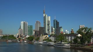 Link to Video | financial centre, Hesse, big city, Main, Frankfurt am Main, high-rise building, Bankenviertel, river, city, Frankfurt Rhine-Main Metropolitan Region