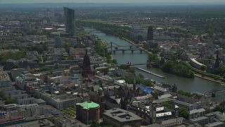 Link to Video | financial centre, bird's-eye view, Hesse, big city, Frankfurt am Main, Germany, aerial shot, city