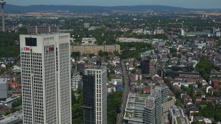 Link to Video | financial centre, bird's-eye view, Hesse, big city, Frankfurt am Main, Germany, aerial shot, city