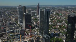 Link to Video | financial centre, bird's-eye view, Hesse, big city, Frankfurt am Main, Germany, aerial shot, city
