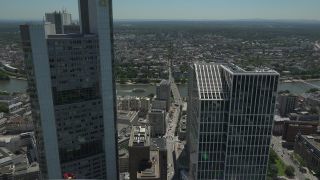 Link to Video | financial centre, bird's-eye view, Hesse, big city, Frankfurt am Main, Germany, aerial shot, city