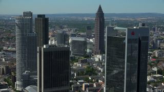 Link to Video | financial centre, bird's-eye view, Hesse, big city, Frankfurt am Main, Germany, aerial shot, city