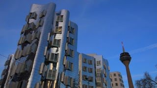 Link to Video | North Rhine-Westphalia, architecture, Düsseldorf, Germany, human-made geographic feature, architectural structure, Neuer Zollhof