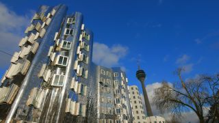 Link to Video | North Rhine-Westphalia, architecture, Düsseldorf, Germany, human-made geographic feature, architectural structure, Neuer Zollhof