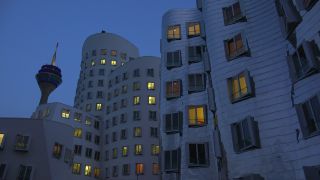Link to Video | North Rhine-Westphalia, architecture, Düsseldorf, Germany, human-made geographic feature, architectural structure, Neuer Zollhof