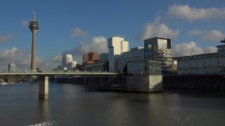 Link to Video | North Rhine-Westphalia, big city, Düsseldorf, Germany, Rhine, Düsseldorf Hafen