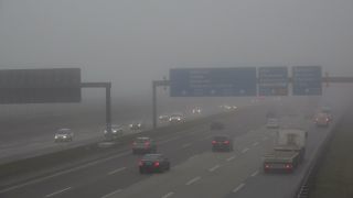 Link to Video | danger, mode of transport, road, fog, transport infrastructure, vehicle, traffic, controlled-access highway, travel, transport