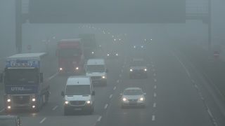 Link to Video | danger, mode of transport, road, fog, transport infrastructure, vehicle, traffic, controlled-access highway, travel, transport