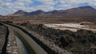 Link to Video | salt production facility, La Hoya, Lanzarote, Salinas de Janubio, Spain, Salz, Canary Islands, Atlantic Ocean