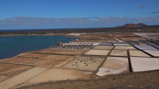 Link to Video | salt production facility, La Hoya, Lanzarote, Salinas de Janubio, Spain, Salz, Canary Islands, Atlantic Ocean