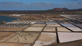 Link to Video | salt production facility, La Hoya, Lanzarote, Salinas de Janubio, Spain, Salz, Canary Islands, Atlantic Ocean