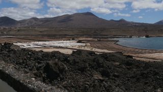Link to Video | salt production facility, La Hoya, Lanzarote, Salinas de Janubio, Spain, Salz, Canary Islands, Atlantic Ocean