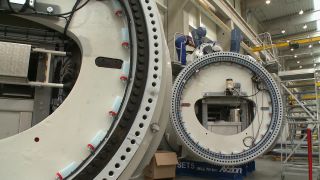 Link to Video | technology, renewable energy, electric generator, hall, industry, wind turbine generator system, alternative energy, wind power, wind turbine, wind energy, production, industrial sector, factory