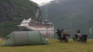 Link to Video | Geiranger, vacation, tourist destination, sea, cruise, leisure, Geirangerfjord, Norway, Scandinavia, Northern Europe, cruise ship, Europe, Nordic countries, tourist attraction, paid time off, UNESCO World Heritage Site, point of interest