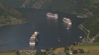 Link to Video | Geiranger, tourist destination, sea, cruise, Geirangerfjord, Norway, Scandinavia, Northern Europe, cruise ship, Europe, Nordic countries, tourist attraction, UNESCO World Heritage Site, point of interest