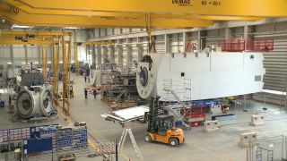 Link to Video | technology, renewable energy, electric generator, hall, industry, wind turbine generator system, alternative energy, wind power, wind turbine, wind energy, production, industrial sector, factory