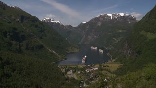 Link to Video | Geiranger, tourist destination, sea, cruise, Geirangerfjord, Norway, Scandinavia, Northern Europe, cruise ship, Europe, Nordic countries, tourist attraction, UNESCO World Heritage Site, point of interest