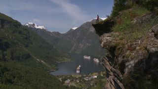 Link to Video | Geiranger, tourist destination, sea, cruise, Geirangerfjord, Norway, Scandinavia, Northern Europe, cruise ship, Europe, Nordic countries, tourist attraction, UNESCO World Heritage Site, point of interest