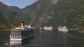 Link to Video | Geiranger, tourist destination, sea, cruise, Geirangerfjord, Norway, Scandinavia, Northern Europe, cruise ship, Europe, Nordic countries, tourist attraction, UNESCO World Heritage Site, point of interest
