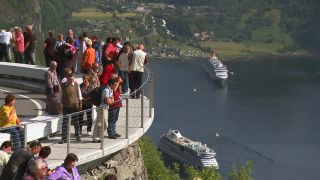 Link to Video | Geiranger, tourist destination, sea, cruise, Geirangerfjord, Norway, Scandinavia, Northern Europe, cruise ship, Europe, Nordic countries, tourist attraction, UNESCO World Heritage Site, point of interest
