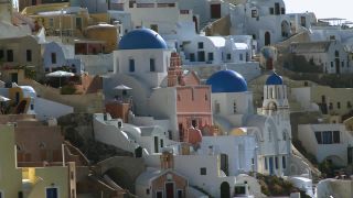 Link to Video | landscape, vacation, tourist destination, Santorini, landscape element, paid leave, Cyclades, physical location, leisure, island, Southern Europe, Aegean Sea, Greece, Europe, Mediterranean Sea, tourism destination, trip, travel, paid time off, Santorin, Aegean Islands