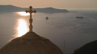 Link to Video | tourist destination, Santorini, sea, Cyclades, North Macedonia, island, Greek Islands, landform, Southern Europe, Aegean Sea, Greece, Europe, Mediterranean Sea, tourism, Mediterranean country, tourist attraction, travel, Mediterranean Basin, point of interest