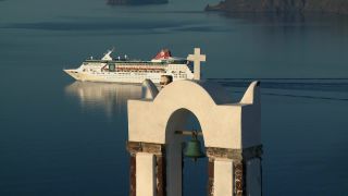 Link to Video | tourist destination, Santorini, sea, Cyclades, North Macedonia, island, Greek Islands, landform, Southern Europe, Aegean Sea, Greece, Europe, Mediterranean Sea, tourism, Mediterranean country, tourist attraction, travel, Mediterranean Basin, point of interest