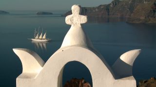 Link to Video | tourist destination, Santorini, sea, Cyclades, North Macedonia, island, Greek Islands, landform, Southern Europe, Aegean Sea, Greece, Europe, Mediterranean Sea, tourism, Mediterranean country, tourist attraction, travel, Mediterranean Basin, point of interest