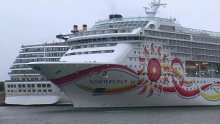 Link to Video | means of transport, ship, cruise, water, Warnemünde, cruise ship, river, port, tourism, travel, transport