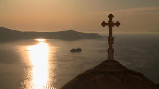Link to Video | landscape, tourist destination, Santorini, sea, Cyclades, island, Greek Islands, landform, Southern Europe, Aegean Sea, Greece, Europe, Mediterranean Sea, Mediterranean country, tourist attraction, point of interest