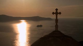 Link to Video | landscape, tourist destination, Santorini, sea, Cyclades, island, Greek Islands, landform, Southern Europe, Aegean Sea, Greece, Europe, Mediterranean Sea, Mediterranean country, tourist attraction, point of interest
