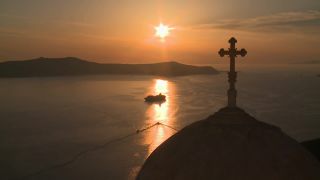 Link to Video | landscape, tourist destination, Santorini, sea, Cyclades, island, Greek Islands, landform, Southern Europe, Aegean Sea, Greece, Europe, Mediterranean Sea, Mediterranean country, tourist attraction, point of interest