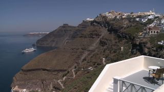 Link to Video | landscape, tourist destination, Santorini, sea, Cyclades, island, Greek Islands, landform, Southern Europe, Aegean Sea, Greece, Europe, Mediterranean Sea, Mediterranean country, tourist attraction, point of interest