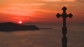 Link to Video | landscape, tourist destination, Santorini, sea, Cyclades, island, Greek Islands, landform, Southern Europe, Aegean Sea, Greece, Europe, Mediterranean Sea, Mediterranean country, tourist attraction, point of interest