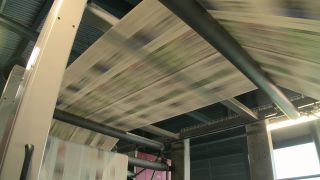 Link to Video | machine, newspaper, mass media, paper, printed matter, printing machine, written news media, product, industry, media, printer, industrial sector, rotary printing press