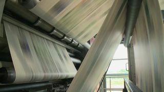 Link to Video | machine, newspaper, mass media, paper, printed matter, printing machine, written news media, product, industry, media, printer, industrial sector, rotary printing press