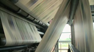 Link to Video | machine, newspaper, mass media, paper, printed matter, printing machine, written news media, product, industry, media, printer, industrial sector, rotary printing press