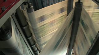 Link to Video | machine, newspaper, mass media, paper, printed matter, printing machine, written news media, product, industry, media, printer, industrial sector, rotary printing press