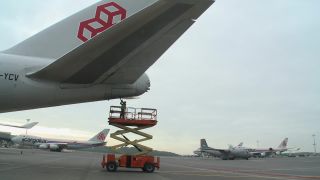 Link to Video | technology, airport, airport infrastructure, transport aircraft, Boeing 747-400F, air transport, logistics, logistics center, airplane, cargo aircraft, Luxembourg, air cargo, freight transport, vehicle, traffic, international airport, transport, industrial sector, Luxembourg Airport, Boeing 747-400, mobility