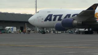 Link to Video | technology, airport, airport infrastructure, transport aircraft, Boeing 747-400F, air transport, logistics, logistics center, airplane, cargo aircraft, Luxembourg, air cargo, freight transport, vehicle, traffic, international airport, transport, industrial sector, Luxembourg Airport, Boeing 747-400, mobility