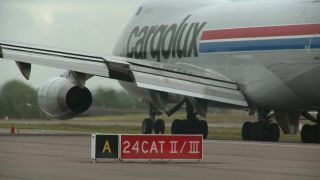 Link to Video | technology, airport, airport infrastructure, transport aircraft, Boeing 747-400F, air transport, logistics, logistics center, airplane, cargo aircraft, Luxembourg, air cargo, freight transport, vehicle, traffic, international airport, transport, industrial sector, Luxembourg Airport, Boeing 747-400, mobility