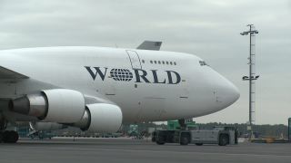 Link to Video | technology, airport, airport infrastructure, transport aircraft, Boeing 747-400F, air transport, logistics, logistics center, airplane, cargo aircraft, Luxembourg, air cargo, freight transport, vehicle, traffic, international airport, transport, industrial sector, Luxembourg Airport, Boeing 747-400, mobility