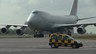 Link to Video | technology, airport, airport infrastructure, transport aircraft, Boeing 747-400F, air transport, logistics, logistics center, airplane, cargo aircraft, Luxembourg, air cargo, freight transport, vehicle, traffic, international airport, transport, industrial sector, Luxembourg Airport, Boeing 747-400, mobility