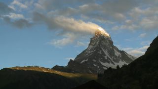 Link to Video | weather, tourist destination, Alps, Matterhorn, summit, region of interest, Swiss Alps, meteorology, landform, Switzerland, Europe, mountain range, tourist attraction, Italy–Switzerland border, cloud, Valais, mountain, point of interest