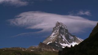Link to Video | weather, tourist destination, Alps, Matterhorn, summit, region of interest, Swiss Alps, meteorology, landform, Switzerland, Europe, mountain range, tourist attraction, Italy–Switzerland border, cloud, Valais, mountain, point of interest