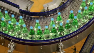 Link to Video | bottled water, liquid, Rhineland-Palatinate, industrial building, Gerolsteiner Brunnen, bottling company, Eifel, mineral water, Germany, food, non-alcoholic beverage, water, bottling, drink, bottling line, drinking water, bottle, factory